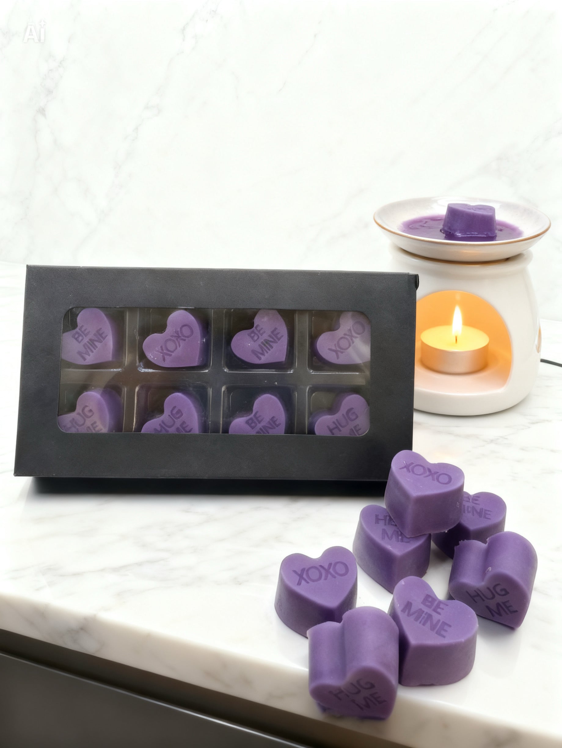 CinnaLuv    (Mini Hearts Scented in Cinnamon)  Wax Melt  1.8 oz    8 Little Hearts Per Container